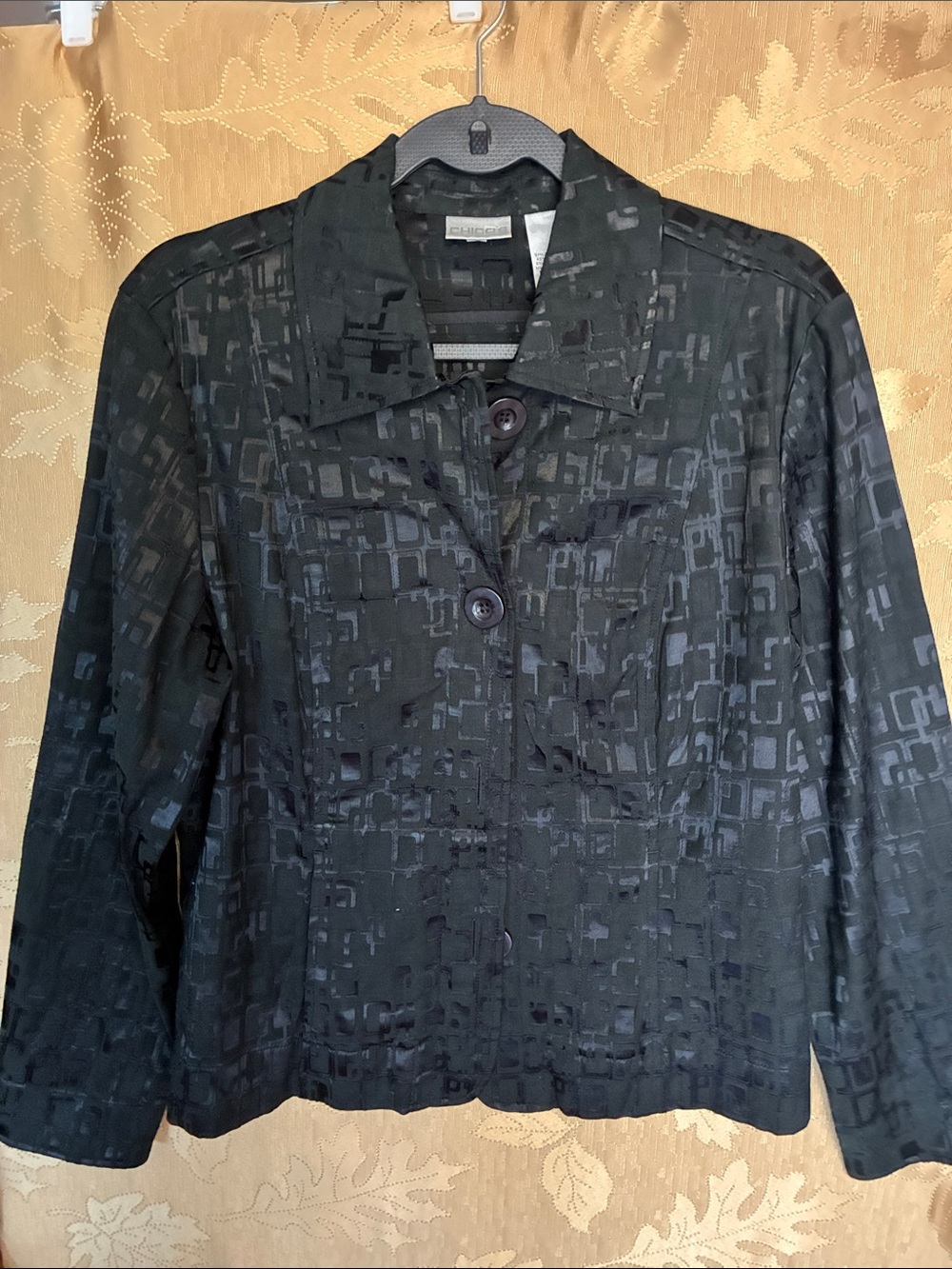 Chico's Black Textured Button Jacket